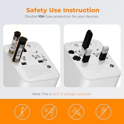 TESSAN Universal Travel Adapter 28W, International Power Adapter with 3 USB C & 2 USB A Ports thumbnail 5