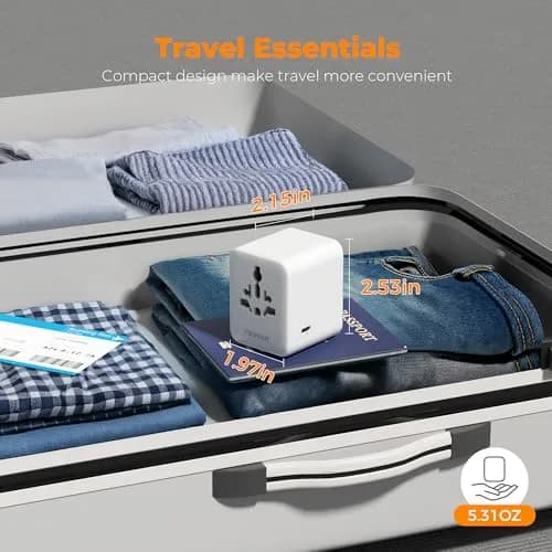 TESSAN Universal Travel Adapter 28W, International Power Adapter with 3 USB C & 2 USB A Ports thumbnail 7