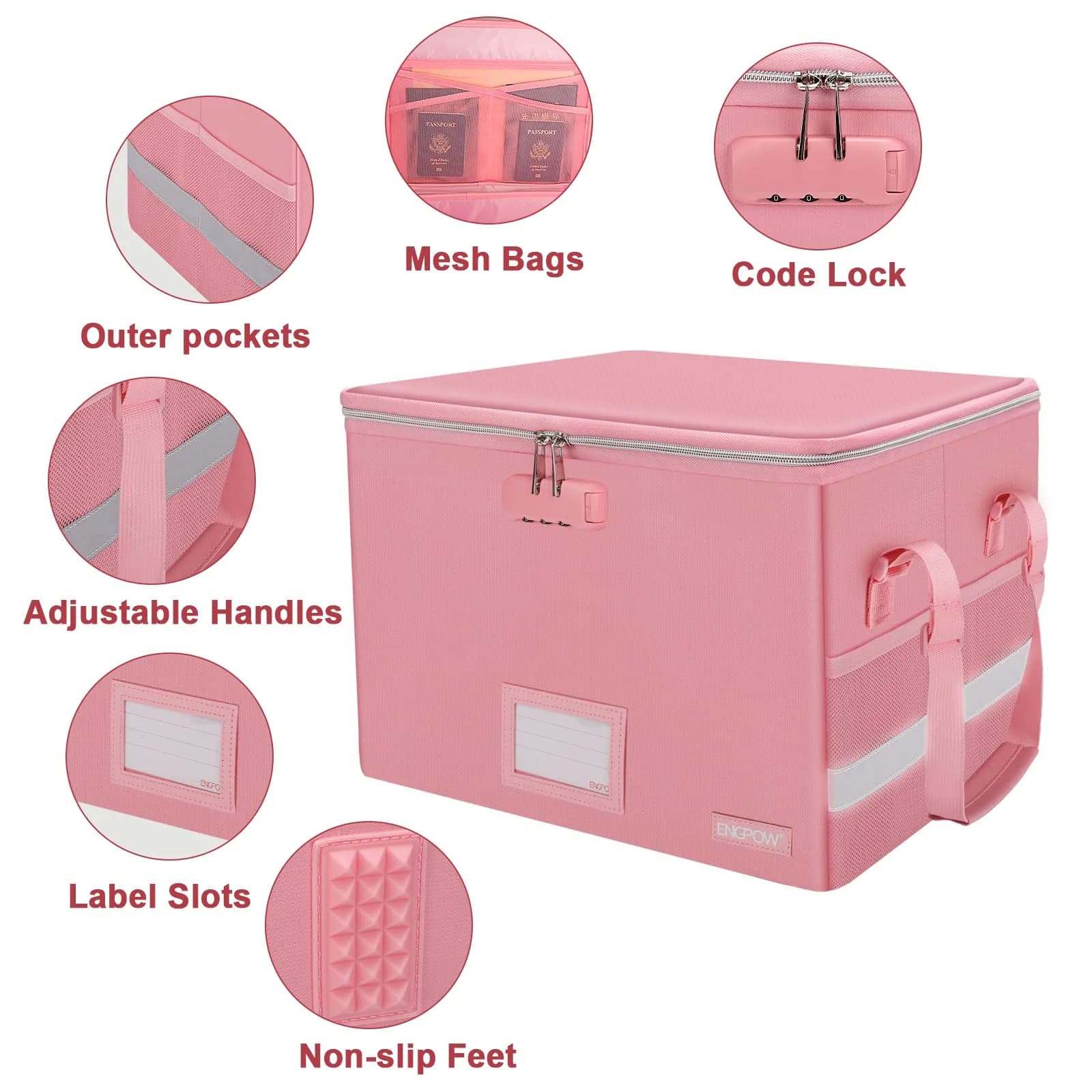ENGPOW Fireproof Document Box with Lock, Collapsible File Organizer 34L (15.55" x 12.2" x 10") | UL94-V0/5VA Certified - view 4