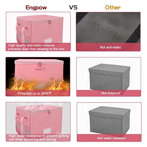 ENGPOW Fireproof Document Box with Lock, Collapsible File Organizer 34L (15.55" x 12.2" x 10") | UL94-V0/5VA Certified thumbnail 6