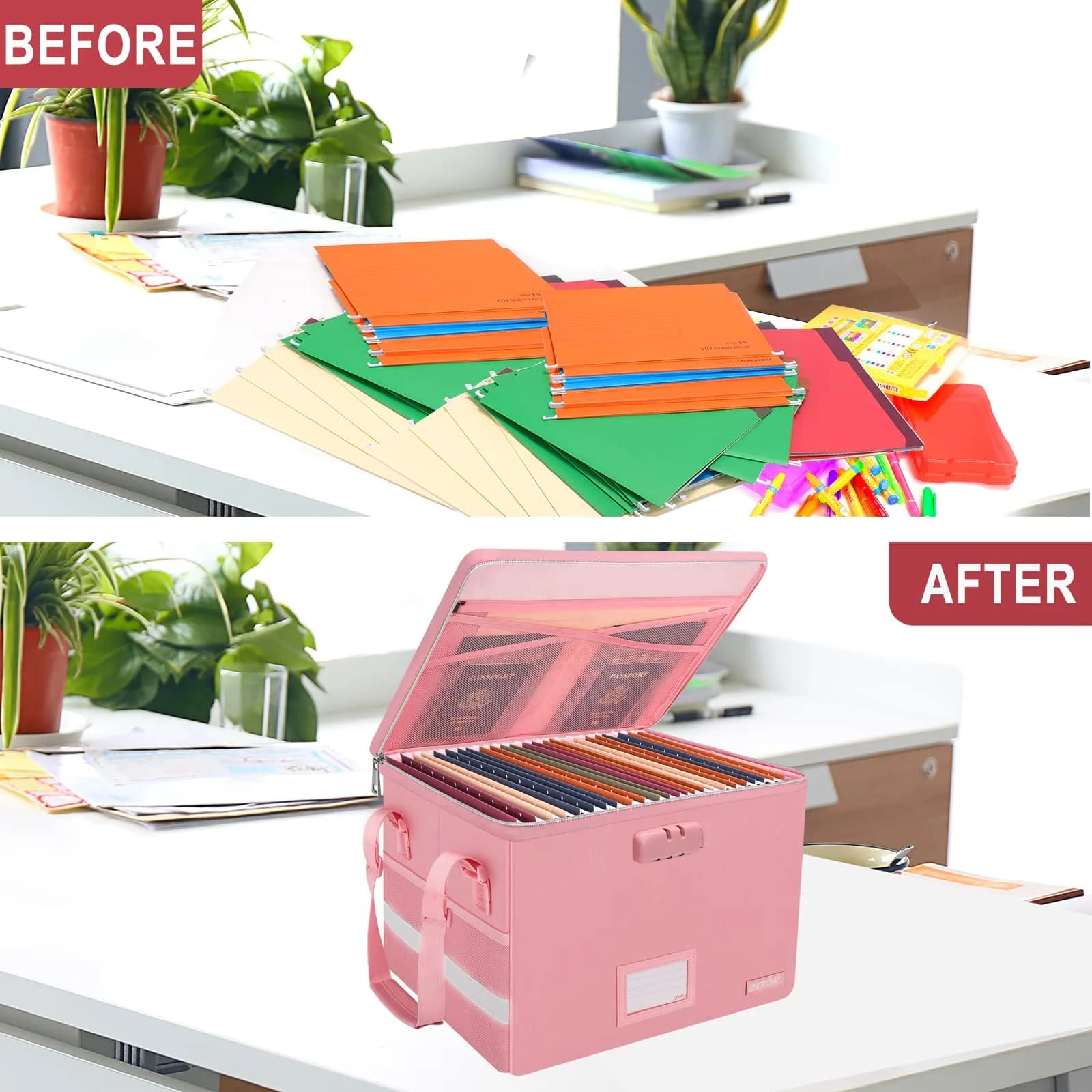 ENGPOW Fireproof Document Box with Lock, Collapsible File Organizer 34L (15.55" x 12.2" x 10") | UL94-V0/5VA Certified - view 7