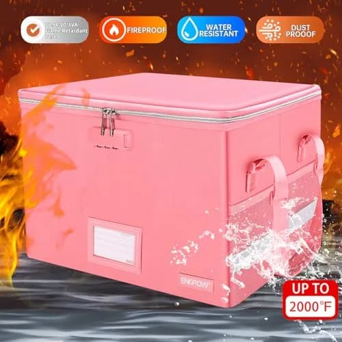 ENGPOW Fireproof Document Box with Lock, Collapsible File Organizer 34L (15.55" x 12.2" x 10") | UL94-V0/5VA Certified thumbnail 3