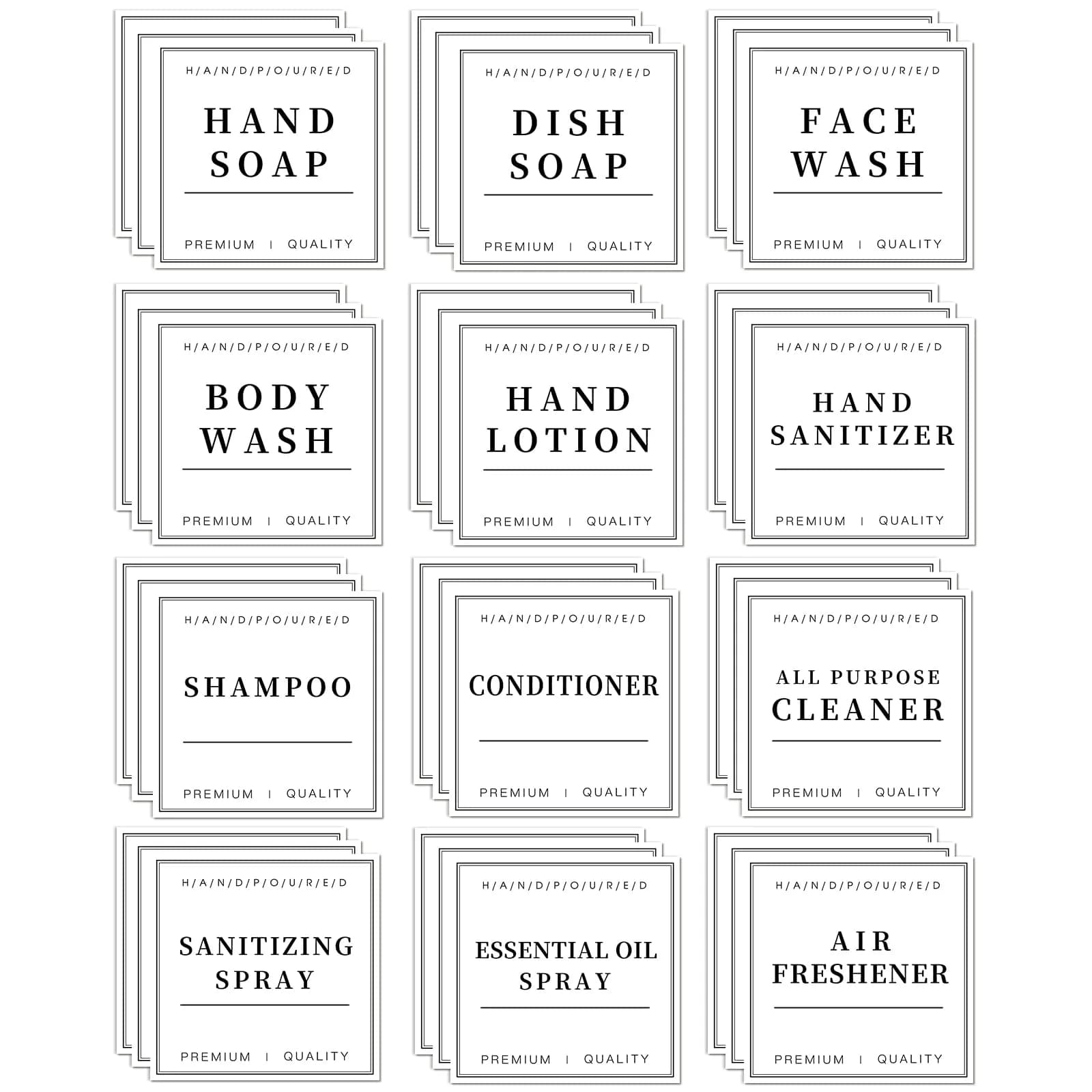 TESWEY Waterproof Label Stickers for Bottles 36PCS | Waterproof & Removable for Bathroom & Kitchen