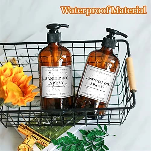 TESWEY Waterproof Label Stickers for Bottles 36PCS | Waterproof & Removable for Bathroom & Kitchen thumbnail 3