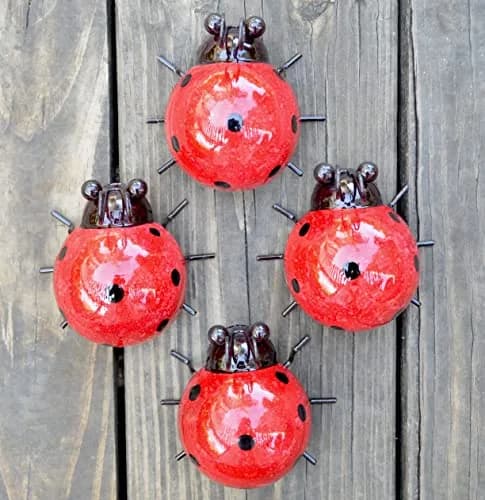 GIFTME 5 Metal Garden Yard Art Ladybugs 4 Pack | Rustproof Outdoor Decor thumbnail 1