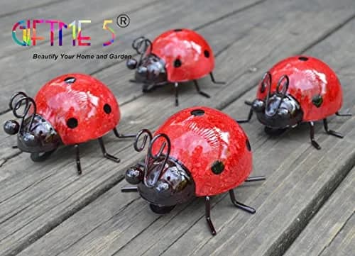 GIFTME 5 Metal Garden Yard Art Ladybugs 4 Pack | Rustproof Outdoor Decor thumbnail 2