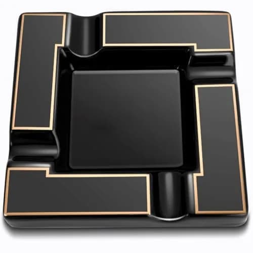 Seliau Large Ceramic Ashtray for Cigars & Cigarettes | Modern Black Design thumbnail 1