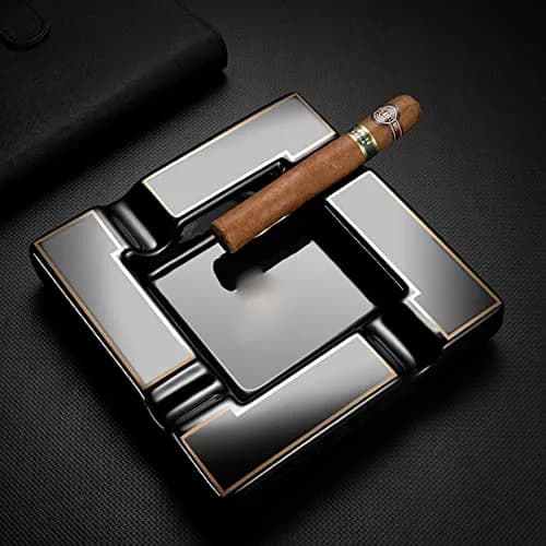 Seliau Large Ceramic Ashtray for Cigars & Cigarettes | Modern Black Design thumbnail 8