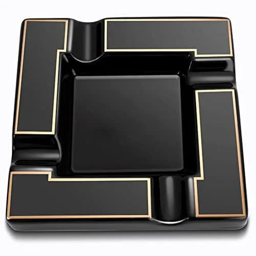 Seliau Large Ceramic Ashtray for Cigars & Cigarettes | Modern Black Design thumbnail 9