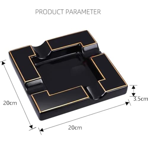 Seliau Large Ceramic Ashtray for Cigars & Cigarettes | Modern Black Design thumbnail 3