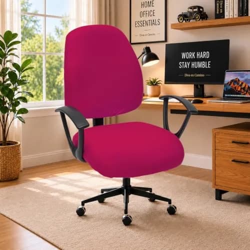 DIVA EN CAMINO DEC Stretchable Office Chair Seat Cover | Washable, Pink, Universal Fit thumbnail 1