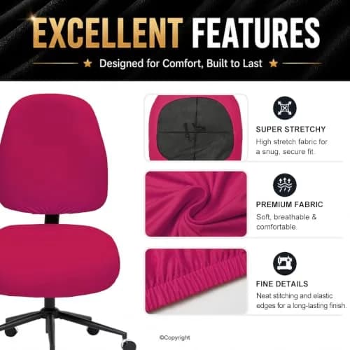 DIVA EN CAMINO DEC Stretchable Office Chair Seat Cover | Washable, Pink, Universal Fit thumbnail 4