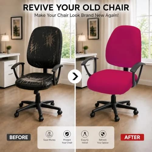 DIVA EN CAMINO DEC Stretchable Office Chair Seat Cover | Washable, Pink, Universal Fit thumbnail 2