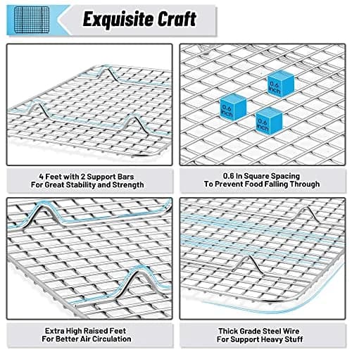 TeamFar Cooling Rack 9.75”x7.5” Stainless Steel Baking Grid Wire Rack | Heavy Duty & Dishwasher Safe thumbnail 3