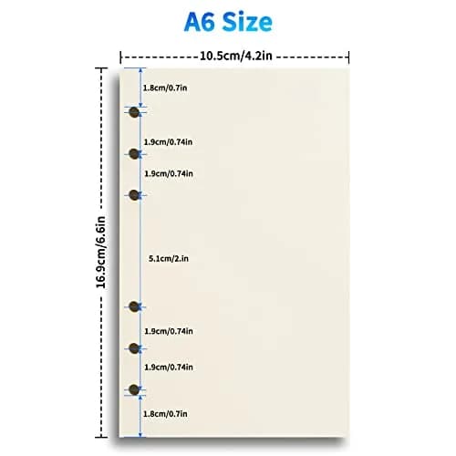 Tofun A6 Refillable Blank Paper for 6-Ring Binders 10.5 x 17cm | 80 Sheets, 160 Pages, Heavy 100GSM thumbnail 2