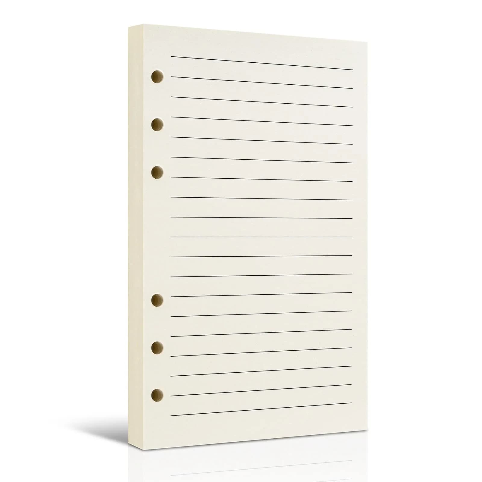 Tofun A6 Refillable Paper for 6-Ring Binders, 10.5 x 17cm | 80 Sheets, 7mm Ruled, Cream