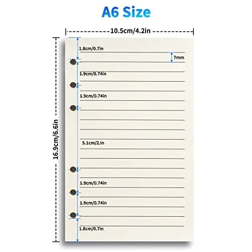 Tofun A6 Refillable Paper for 6-Ring Binders, 10.5 x 17cm | 80 Sheets, 7mm Ruled, Cream thumbnail 2