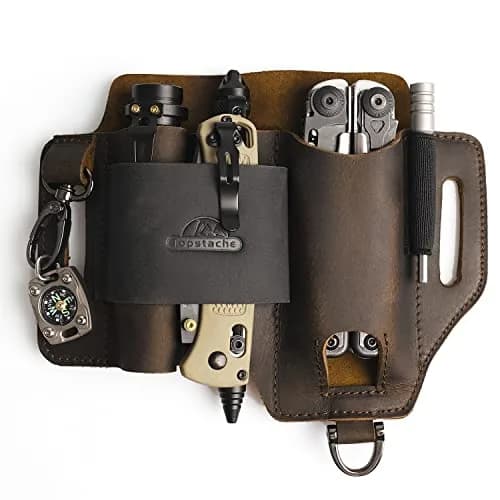 Topstache Leather Multitool Sheath EDC Belt Organizer for Work and Daily Use | Fits Leatherman Tools, Pens, Flashlights thumbnail 1