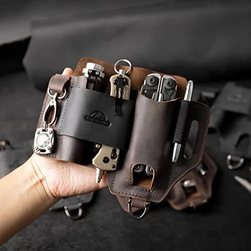 Topstache Leather Multitool Sheath EDC Belt Organizer for Work and Daily Use | Fits Leatherman Tools, Pens, Flashlights thumbnail 6