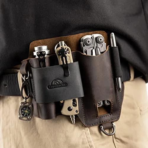 Topstache Leather Multitool Sheath EDC Belt Organizer for Work and Daily Use | Fits Leatherman Tools, Pens, Flashlights thumbnail 2