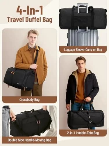 Lekesky Foldable Travel Duffle Bag 60L | Water-Resistant, Large Capacity, Carry-On for Women thumbnail 5