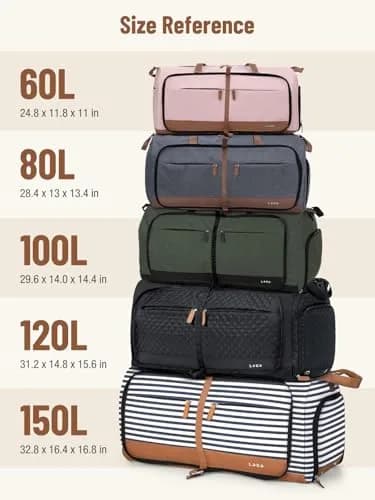 Lekesky Foldable Travel Duffle Bag 60L | Water-Resistant, Large Capacity, Carry-On for Women thumbnail 6