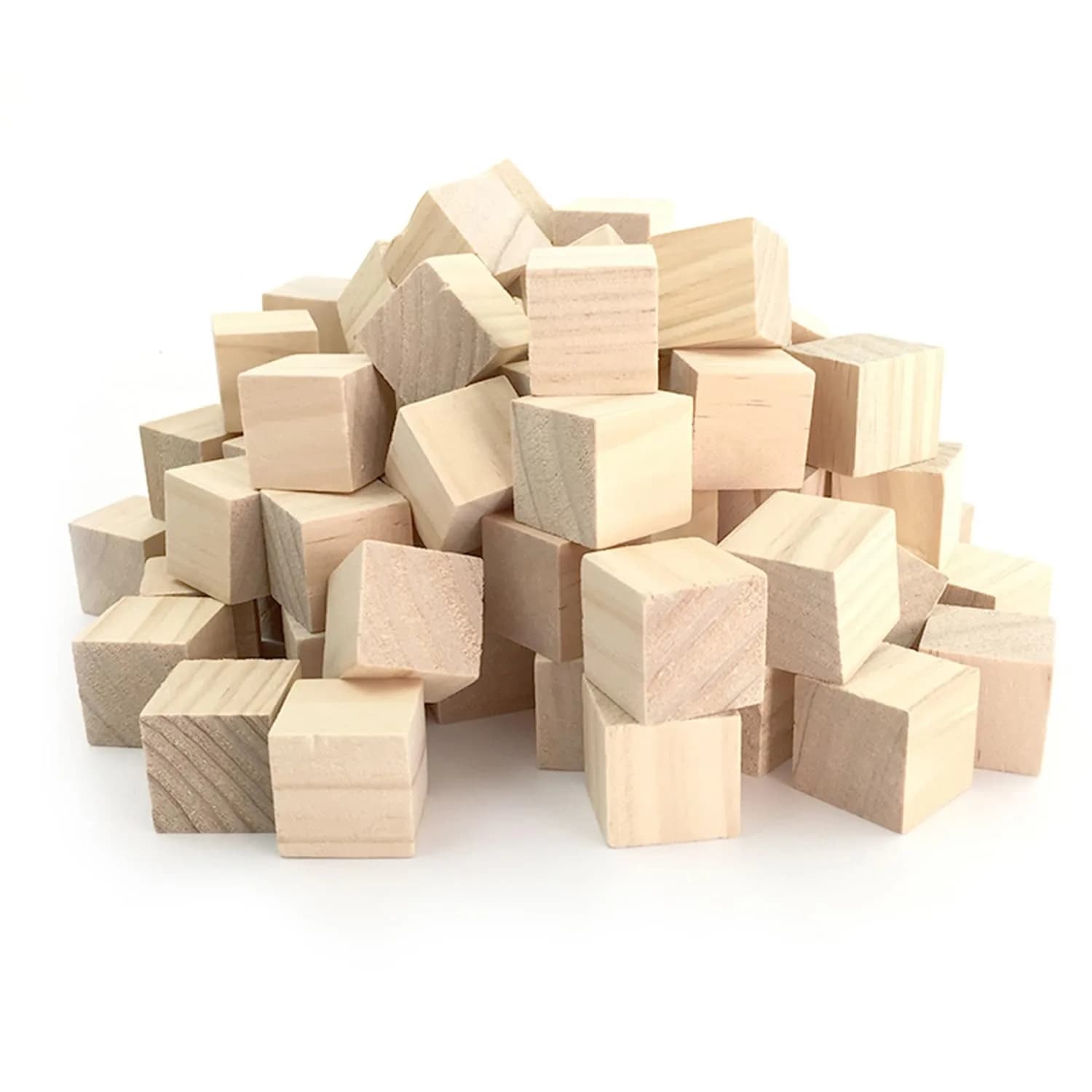 WURONXIN Unfinished Wooden Blocks 1 inch Cubes, Pack of 50 | DIY Craft Wood for Painting & Decorating — 1 inch