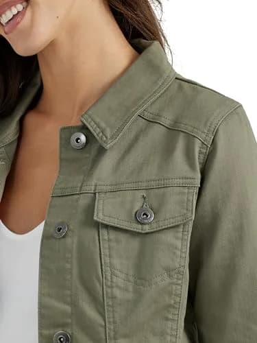 Wrangler Authentics Women's Stretch Denim Jacket Olive | Classic Casual Fit with Comfort (120 chars) thumbnail 2