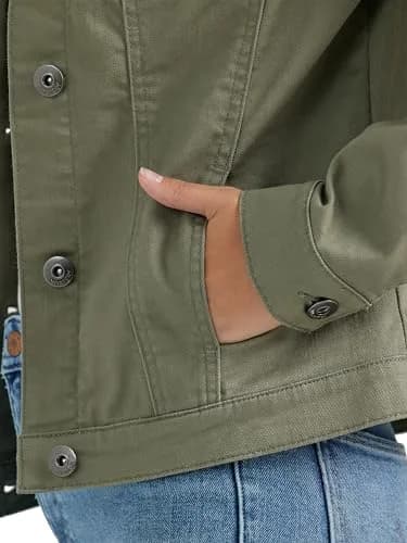 Wrangler Authentics Women's Stretch Denim Jacket Olive | Classic Casual Fit with Comfort (120 chars) thumbnail 3