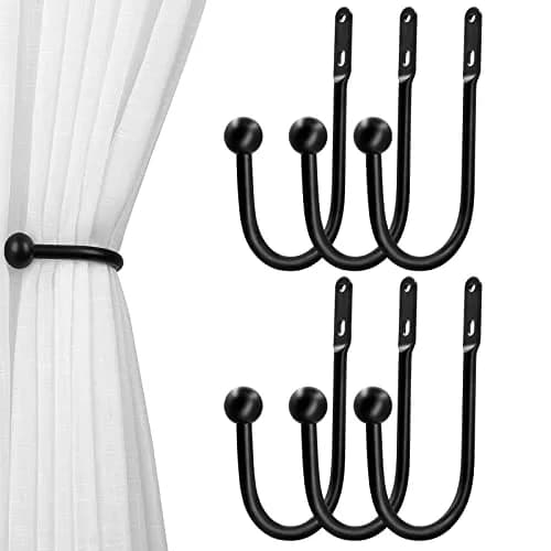 VRSS Black Curtain Tiebacks Drapery Holdbacks 6 Pcs | 15.2cm L x 7.6cm D Wall Mount thumbnail 1
