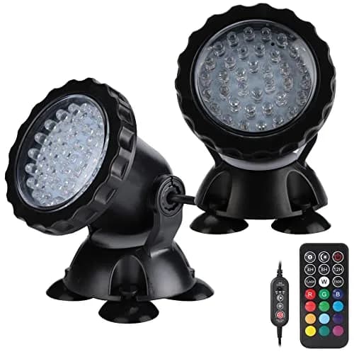 ZHGSERVU Submersible Pond Light with Timer Remote - 2 Pack, 7cm (2.75 in) Diameter, 13 RGB Colors thumbnail 1