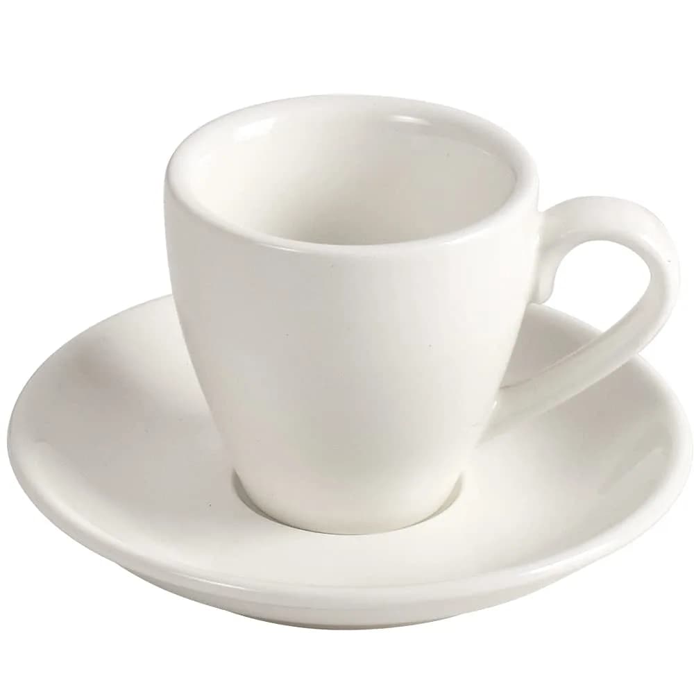 ionEgg White Porcelain Espresso Cup with Saucer, 80ml (2.7Oz) - Pro-Grade Lead-Free Ceramic - main product image