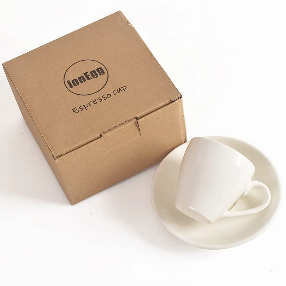 ionEgg White Porcelain Espresso Cup with Saucer, 80ml (2.7Oz) - Pro-Grade Lead-Free Ceramic - view 2