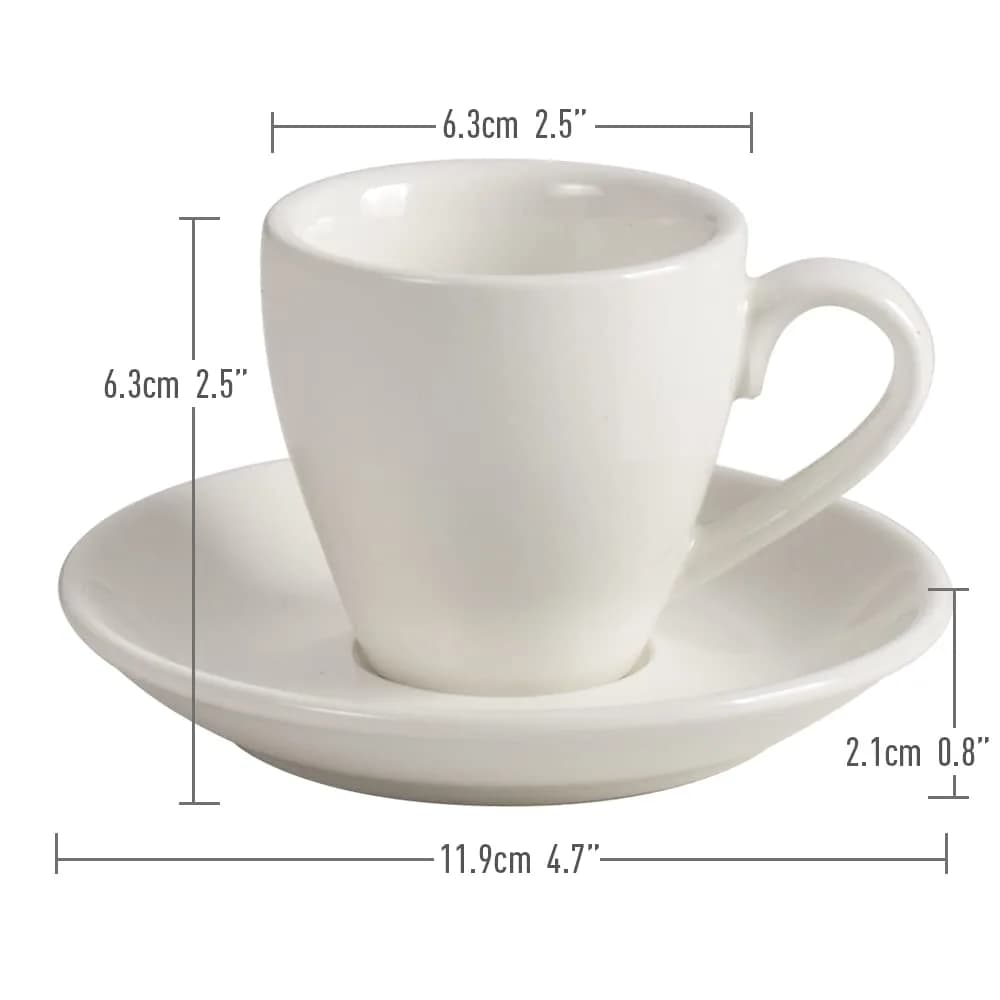 ionEgg White Porcelain Espresso Cup with Saucer, 80ml (2.7Oz) - Pro-Grade Lead-Free Ceramic - view 3