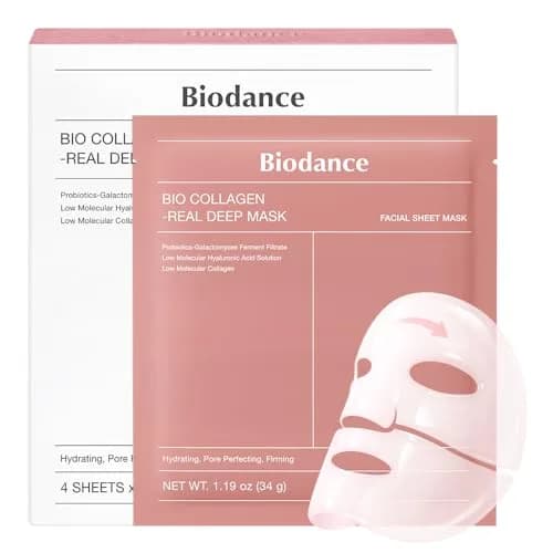 BIODANCE Bio-Collagen Real Deep Mask Hydrogel Overnight Face Mask with Hyaluronic Acid & Niacinamide, 4 Count (1.19oz/34g Each) - main product image