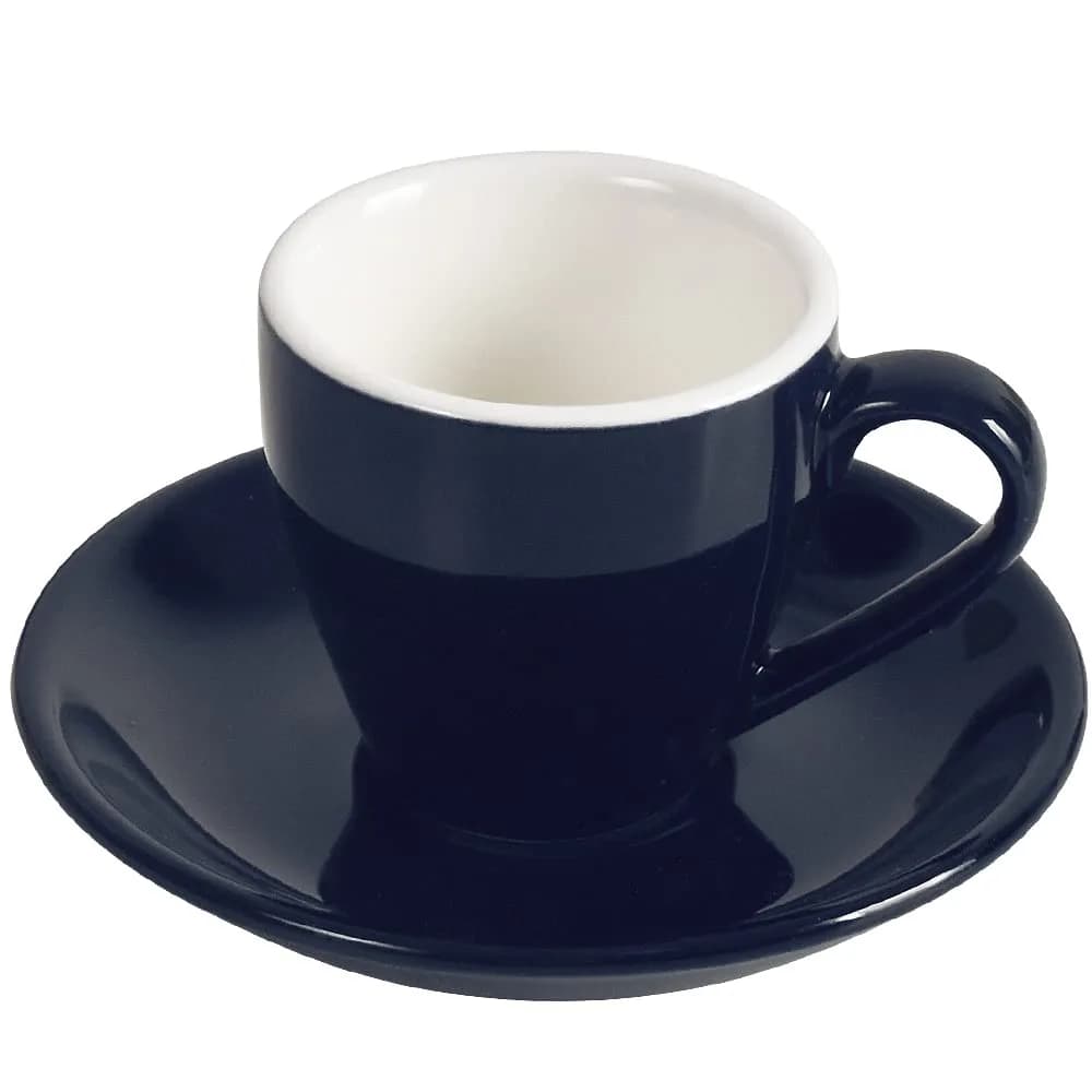 ionEgg Deep Blue Porcelain Espresso Cup with Saucer, 80ml (2.7Oz) | Pro-Grade Lead-Free Ceramic - main product image