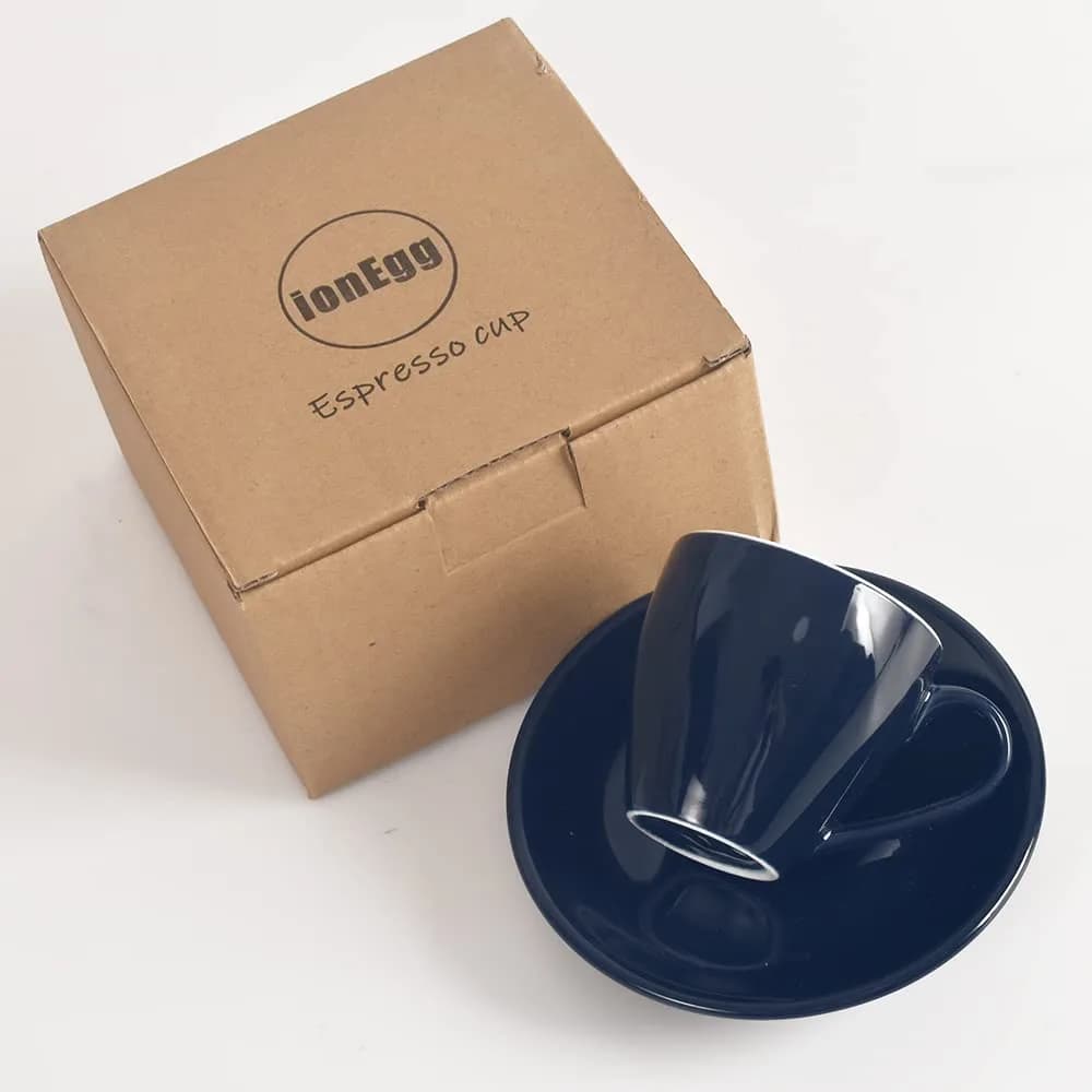 ionEgg Deep Blue Porcelain Espresso Cup with Saucer, 80ml (2.7Oz) | Pro-Grade Lead-Free Ceramic - view 2