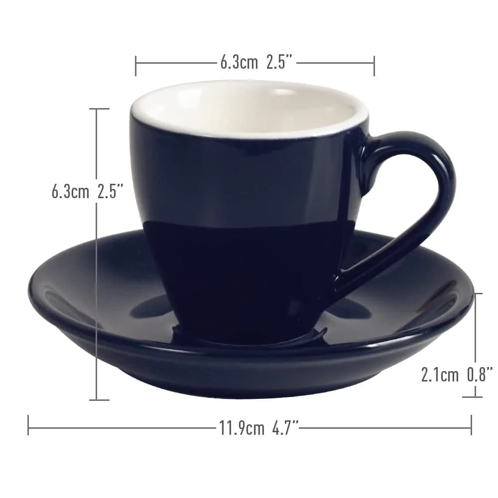 ionEgg Deep Blue Porcelain Espresso Cup with Saucer, 80ml (2.7Oz) | Pro-Grade Lead-Free Ceramic - view 3
