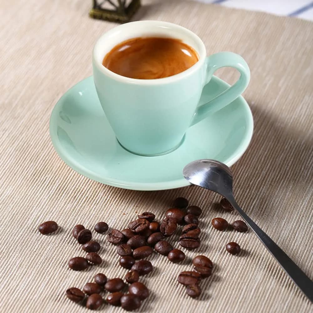 ionEgg Blue Porcelain Espresso Cup with Saucer, 80ml (2.7Oz) Pro-Grade Lead-Free Ceramic - view 4