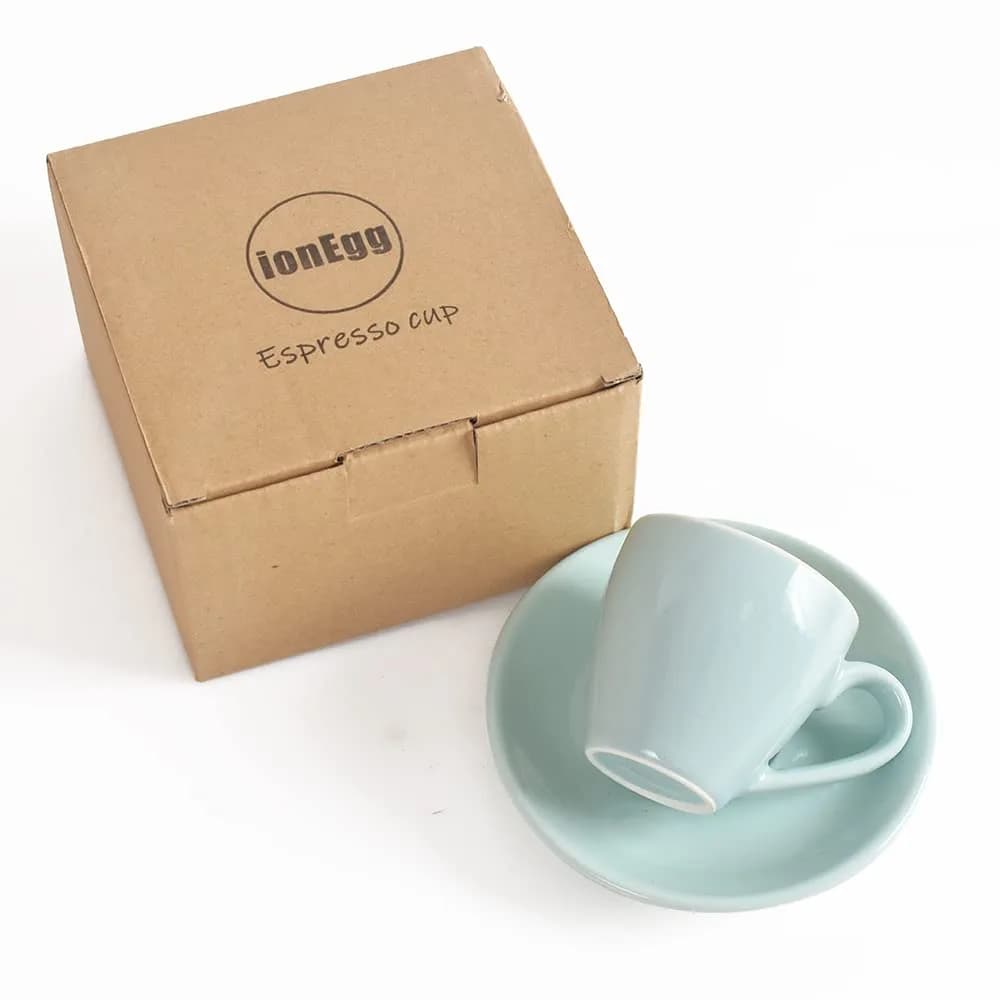 ionEgg Blue Porcelain Espresso Cup with Saucer, 80ml (2.7Oz) Pro-Grade Lead-Free Ceramic - view 2