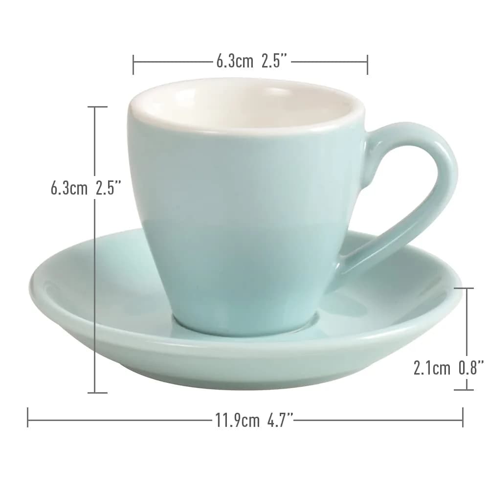 ionEgg Blue Porcelain Espresso Cup with Saucer, 80ml (2.7Oz) Pro-Grade Lead-Free Ceramic - view 3