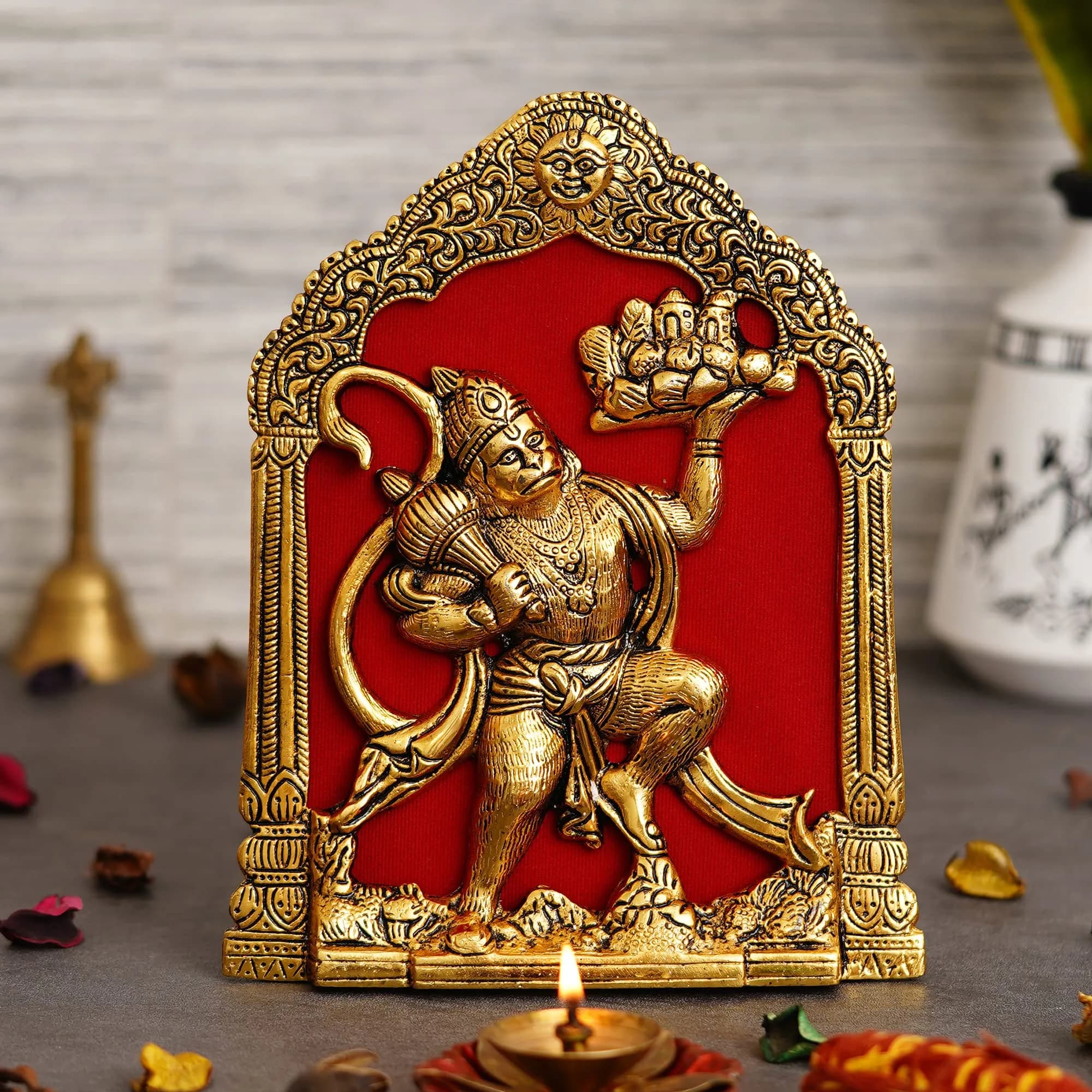 JaipurCrafts Lord Hanuman Idol Statue 21.59 cm (8.5 Inches) Gold | Spiritual Home & Office Decor - main product image