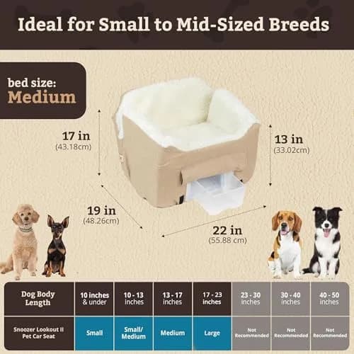 Snoozer Pet Products Lookout 2 Dog Car Seat, Birch Diamond, Medium | Elevated Travel Safety & Comfort thumbnail 3