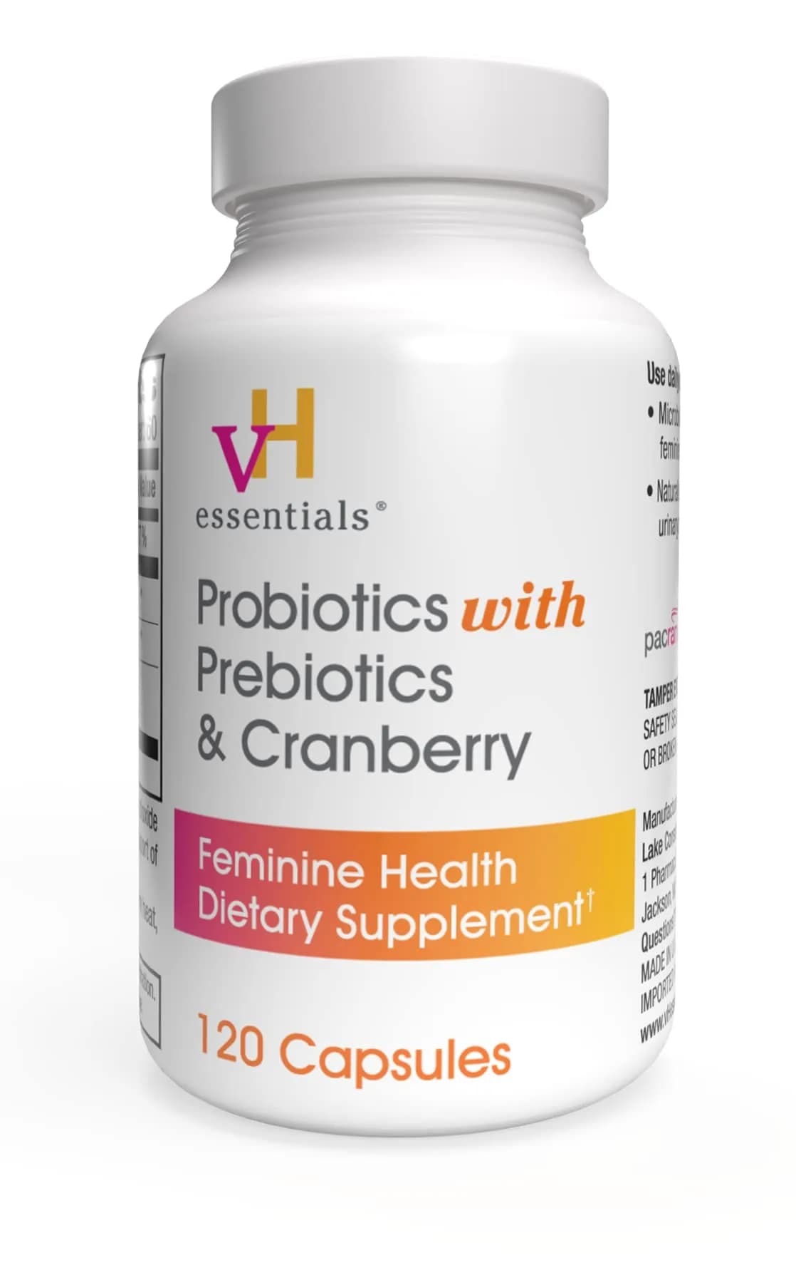 vH essentials Probiotics for Women with Prebiotics and Cranberry 120 Count | Supports Feminine & Urinary Tract Health - main product image