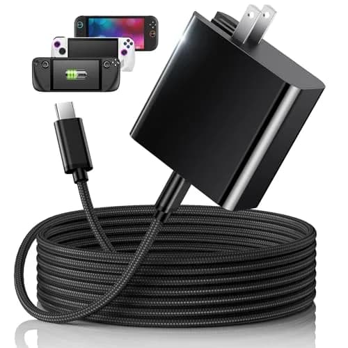 MENEEA 65W Fast Charger for Steam Deck & Nintendo Switch 2 | PD3.0 Foldable AC Adapter with 6.6FT Cable thumbnail 1