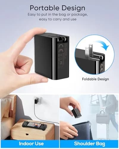 MENEEA 65W Fast Charger for Steam Deck & Nintendo Switch 2 | PD3.0 Foldable AC Adapter with 6.6FT Cable thumbnail 5