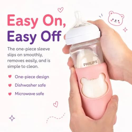 Aelop Natural 8oz Baby Bottle Sleeves (2-Pack, Pink & Purple) | Protects Philips Avent Glass Bottles thumbnail 5