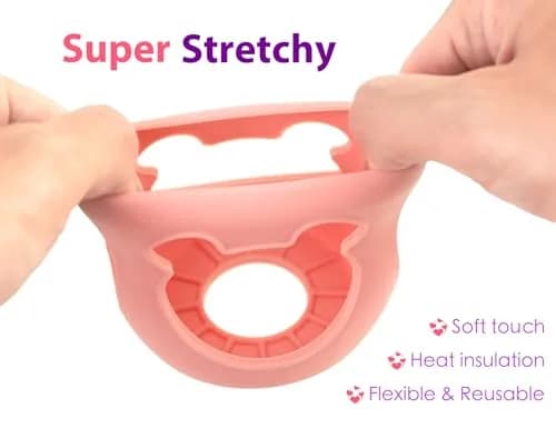 Aelop Silicone Baby Bottle Sleeves for Philips Avent 120ml (4oz) Pack of 2 (Pink/Purple) | Cute Bear Design thumbnail 5