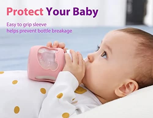 Aelop Silicone Baby Bottle Sleeves for Philips Avent 120ml (4oz) Pack of 2 (Pink/Purple) | Cute Bear Design thumbnail 7