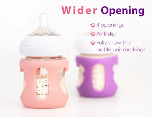 Aelop Silicone Baby Bottle Sleeves for Philips Avent 120ml (4oz) Pack of 2 (Pink/Purple) | Cute Bear Design thumbnail 3